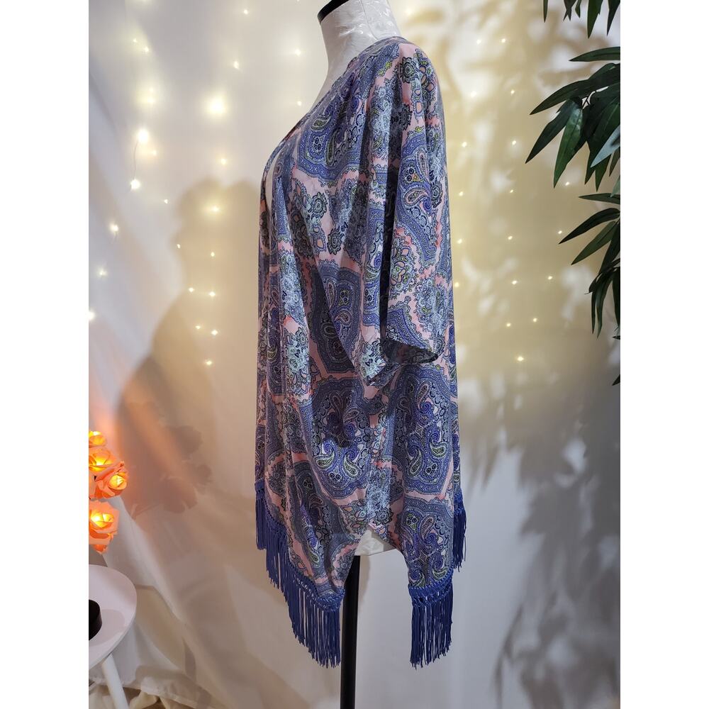 Victoria's Secret Swim Paisley Fringe Kimono Coverup Womens Size M/L Hippie Boho - Picture 8 of 11